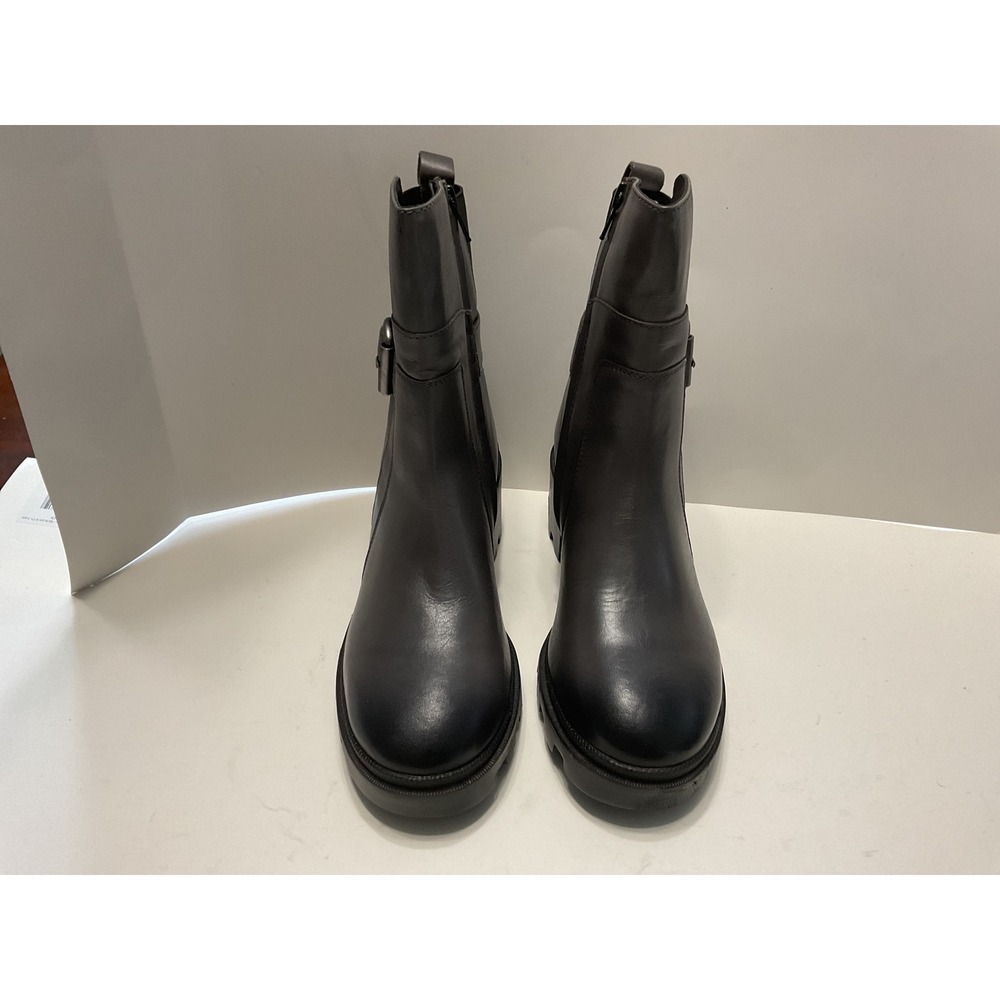 Vintage Foundry Co Guilia Black Leather Lug Sole Ankle Boots VFL320 Womens 7.5